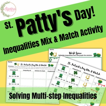 Preview of St. Patrick's Day Math Mix & Match // Solving Algebraic Multi Step Inequalities