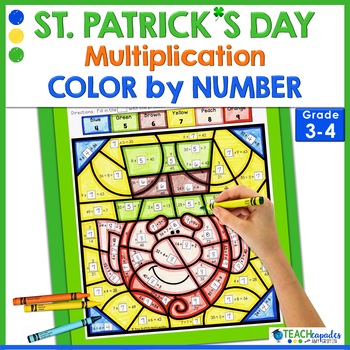 Preview of St. Patrick's Day Math - 2 Digit by 1 Digit Multiplication Color by Number