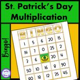 St. Patrick's Day Math Multiplication Bingo Game Digital a