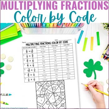 Preview of St. Patrick's Day Math Multiplying Fractions Color by Number
