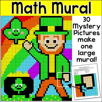 Preview of St. Patrick's Day Color by Number Mystery Pictures Mural - March Math Activity