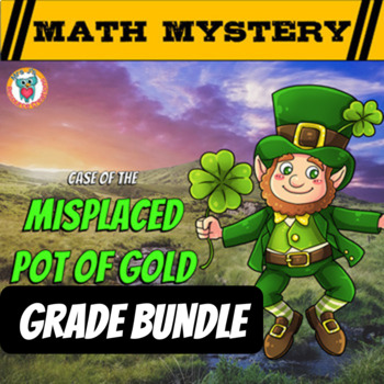 Preview of St Patrick's Day Math Mystery Game DIFFERENTIATED GRADE BUNDLE K-6 