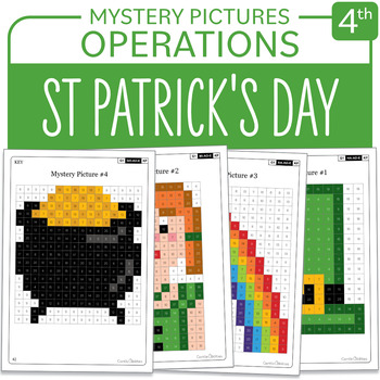 Preview of St Patrick's Day Math Activity Mystery Pictures Grade 4 Multiplication Division