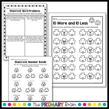 St. Patrick's Day Math Worksheets by The Primary Brain | TpT