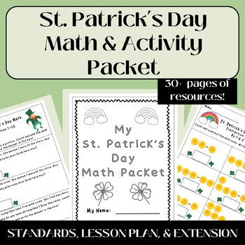Preview of St. Patrick's Day Math Pack: K-2 Math Worksheets and Activities - No Prep