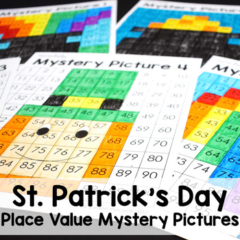 Preview of St. Patrick's Day Math Place Value 100s Chart Coloring Mystery Pictures