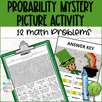 Preview of St. Patrick's Day Math - Probability Mystery Picture Activity for Middle School