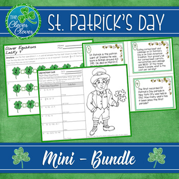 Preview of St. Patrick's Day Word Problems - Task Cards and Worksheets