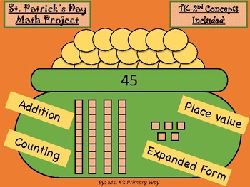 Preview of St. Patrick's Day Math Project (For Grades TK-2nd)