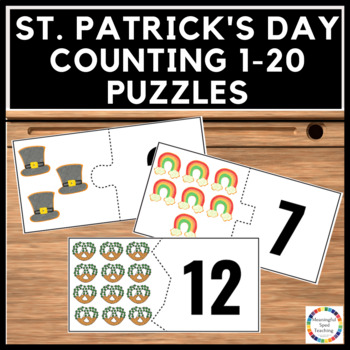 Preview of St. Patrick's Day Math Puzzles Counting Numbers 1-20 Printable Activity