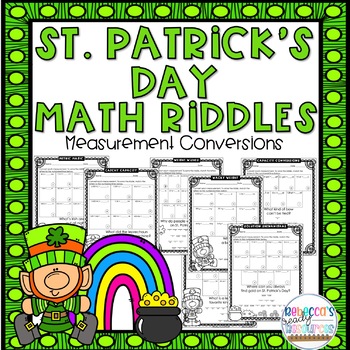 Preview of St. Patrick's Day Math Riddles Measurement Conversions 