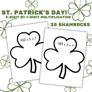Preview of St. Patrick's Day Math Shamrock | 3-Digit by 1-Digit Multiplication
