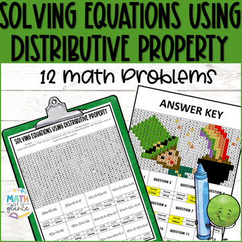 Preview of St. Patrick's Day Math Solving Equations Using Distributive Property Activity