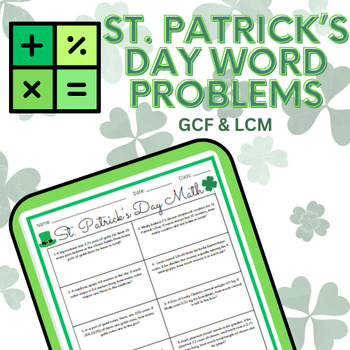 Preview of St. Patrick's Day Math Word Problems: GCF/LCM (Spiral Review!)