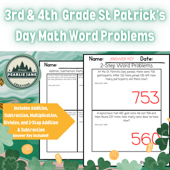 Preview of St. Patrick's Day Math Word Problems for 3rd and 4th Graders