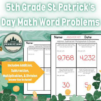 Preview of St. Patrick's Day Math Word Problems for 5th Graders