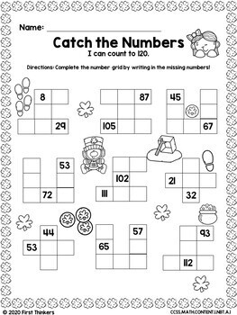 st patricks day math worksheets 1st grade by first thinkers tpt