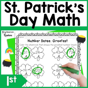 Preview of St. Patrick's Day Math Worksheets for First Grade