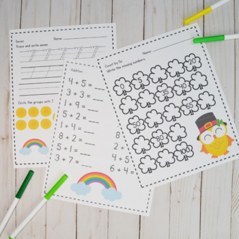 Preview of St. Patrick's Day Math Worksheets for Kindergarten