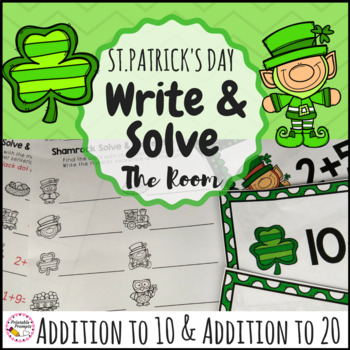 Preview of St. Patrick's Day Write The Room Math Addition