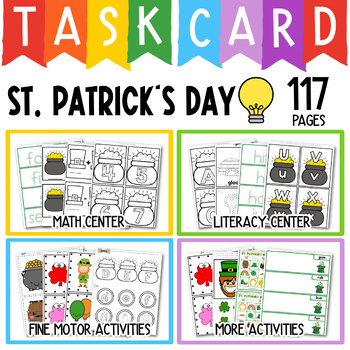 Preview of St. Patrick's Day Math and Literacy Task Cards | March Task Boxes Morning Work