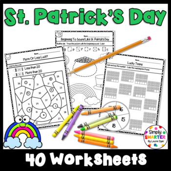 Preview of St. Patrick's Day Kindergarten Math and Literacy Worksheets and Activities