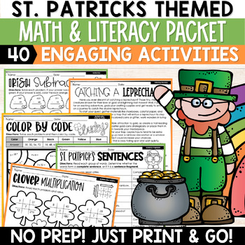 Preview of St. Patrick's Day Math and Literacy Worksheets & Activities / Skills Review