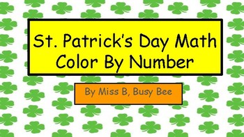 Preview of St. Patrick's Day Math coloring pages