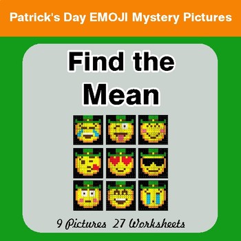St Patrick's Day: Mean (Average) - Color-By-Number Math Mystery Pictures