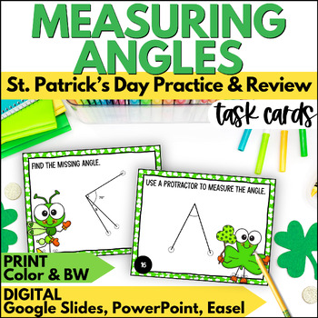 Preview of St. Patrick's Day Measuring Angles Task Cards - March Practice & Review Activity