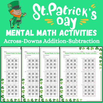 Preview of St. Patrick's Day Mental Math Activities: Funny Across-Downs Add & Sub Worksheet