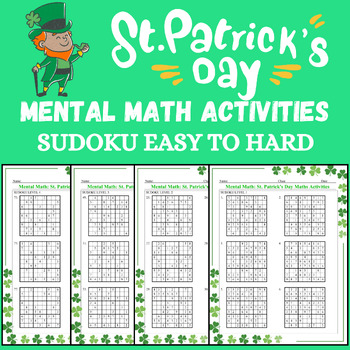 Preview of St. Patrick's Day Mental Math Activities: Funny Sudoku Easy To Expert
