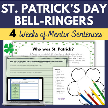 Preview of St Patrick's Day Mentor Sentences Bell Ringers St Patricks Day