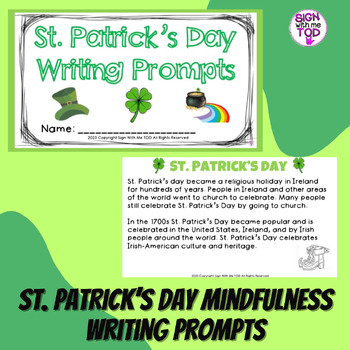 Preview of St. Patrick's Day Mindfulness Writing Prompts