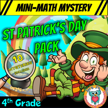 Preview of St Patrick's Day Mini Math Mysteries 4th Grade Printable & Digital Activities