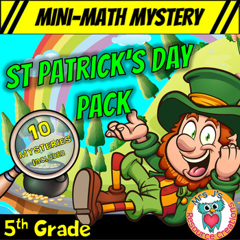 Preview of St Patrick's Day Mini Math Mysteries 5th Grade Printable & Digital Activities