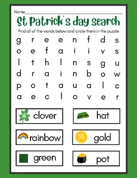 Preview of St Patrick’s Day Mini Pack - Maze, Word Search, Counting