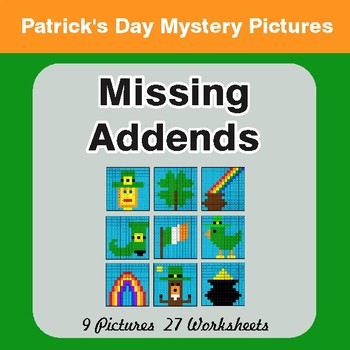 St. Patrick's Day: Missing Addends - Color-By-Number Math Mystery Pictures