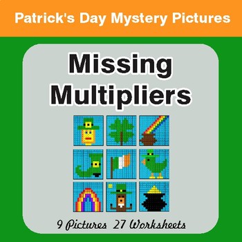 St. Patrick's Day: Missing Multipliers - Color-By-Number Math Mystery Pictures