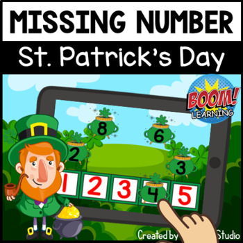 Preview of St. Patrick's Day Missing Number 1- 10, BOOM Cards Whole Missing Number Matching