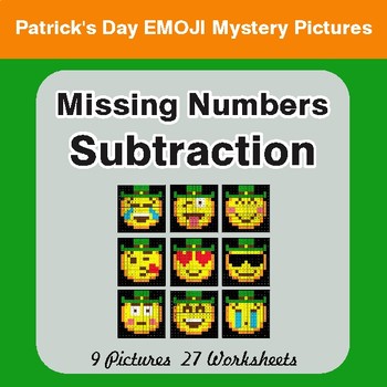 St. Patrick's Day Missing Numbers Subtraction - Color-By-Number Math Mystery Pictures