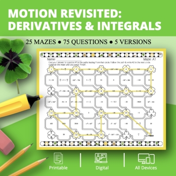 Preview of St. Patrick's Day: Motion Along a Line Revisited Maze Activity