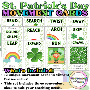 Preview of St. Patrick's Day Movement Cards - Activity for Dance, PE, Transitions