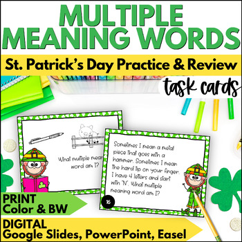 Preview of St. Patrick's Day Multiple Meaning Words Task Cards for Vocabulary Practice