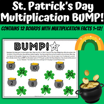 Preview of St. Patrick's Day Multiplication BUMP|Math Fact Game|St. Patrick's Day Activity