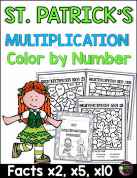 Preview of St. Patrick's Day Multiplication Color by Number