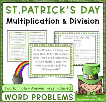 Preview of St. Patrick’s Day Math Activities: Multiplication & Division Word Problems