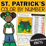 St. Patrick's Day Multiplication Facts Color by Number Wor