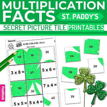 Preview of St. Patrick's Day Multiplication Facts Worksheets | Secret Picture Tiles
