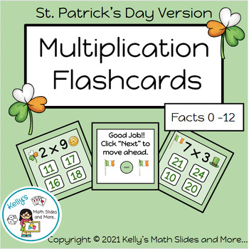 Preview of St. Patrick's Day Multiplication Flashcard Game - Digital